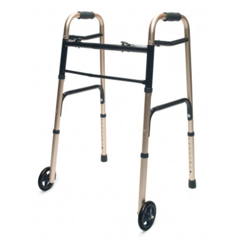 Walker  Adult w/5  Wheels Folding  Gold  Case of 2