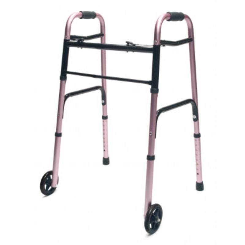 Walker  Adult w/5  Wheels Folding  Pink  Case of 2