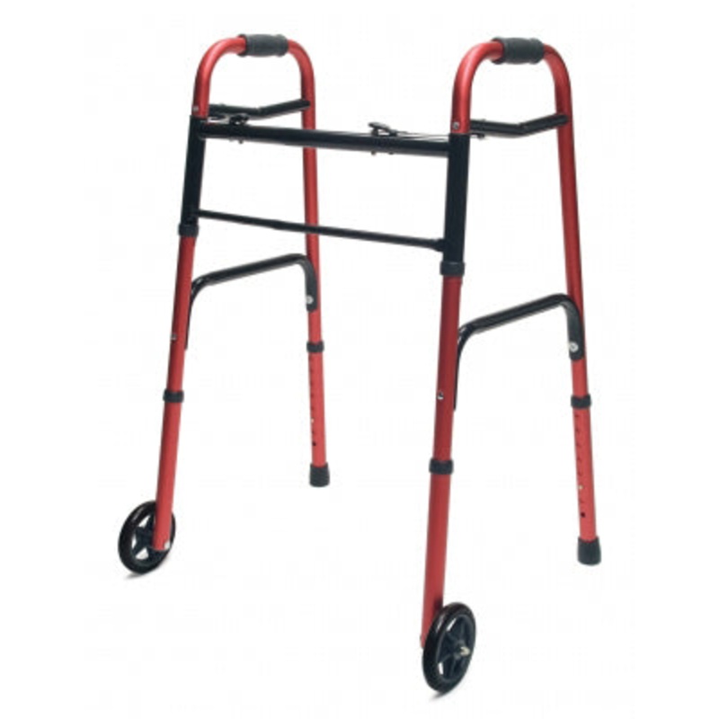 Walker  Adult w/5  Wheels Folding  Red  Case of 2