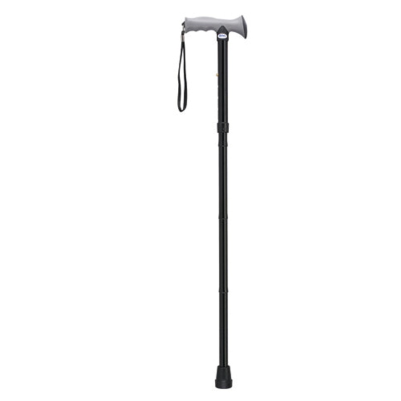 Folding Cane Alum w/Gel Grip Black