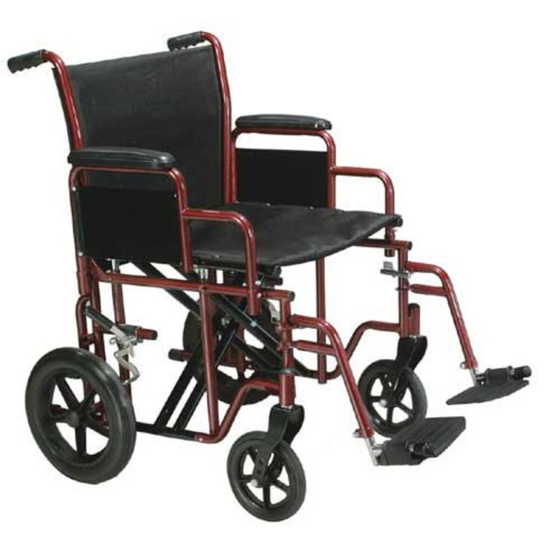 Transport Wheelchair Bariatric 22  Wide Red