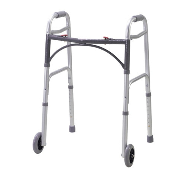 Walker Folding 2-Button Adult W/5  Wheels Deluxe (Drive)