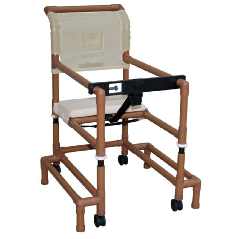 Walker PVC w/Ht Adj Arms &Seat Std w/Outriggers-Wood Tone
