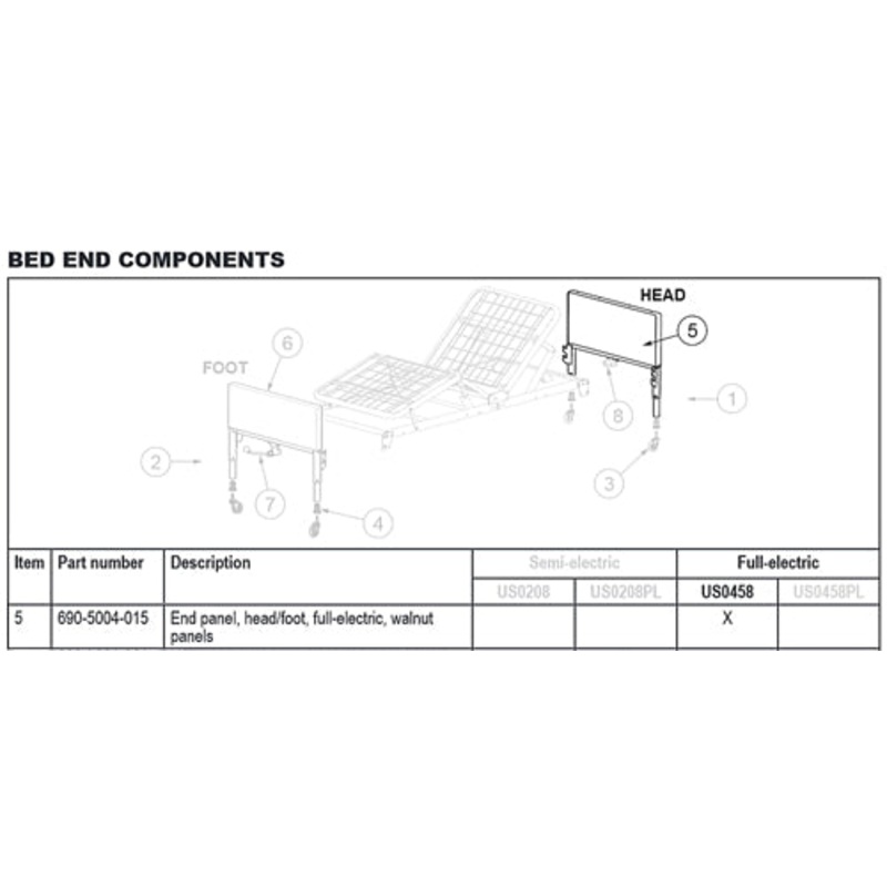 Bed End Panel for #1801B(Each) Walnut