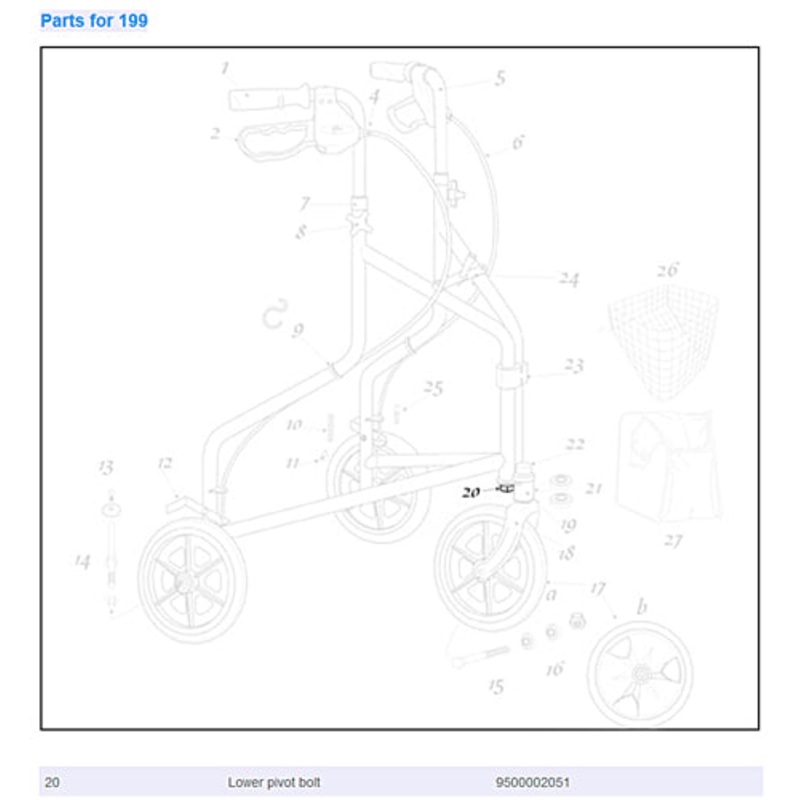 Bolt only for 3 Wheel Rollator