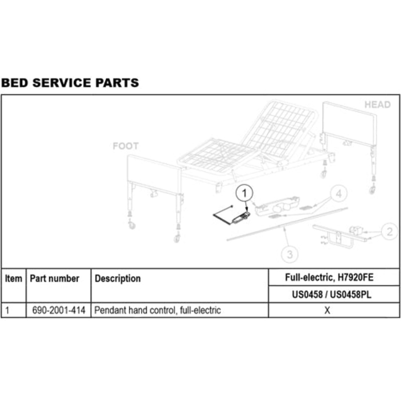 Pendant for Full Electric Bed (Patriot–#1801B)