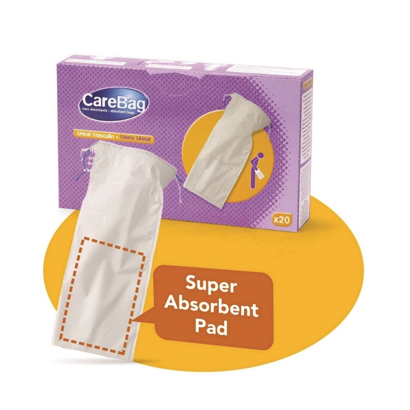 CareBag Men’s Urinal Bag w/Super Absorb Pad Box/20