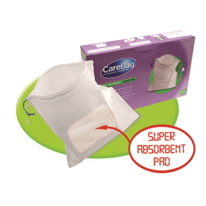 CareBag Vomit Bag w/Super Absorbent Pad Bx/20