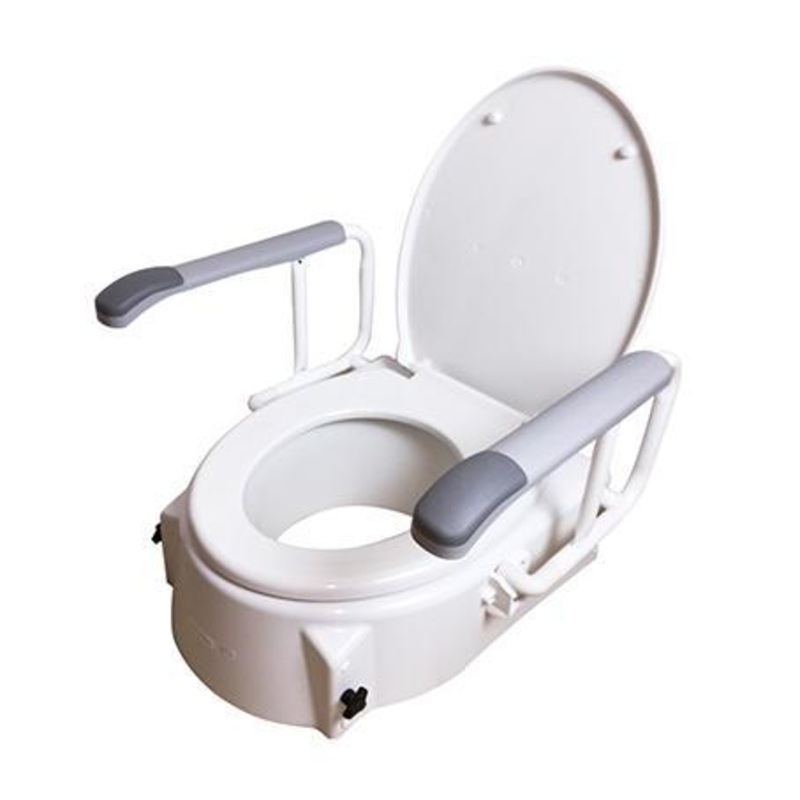 Adjustable Raised Toilet Seat with Armrests