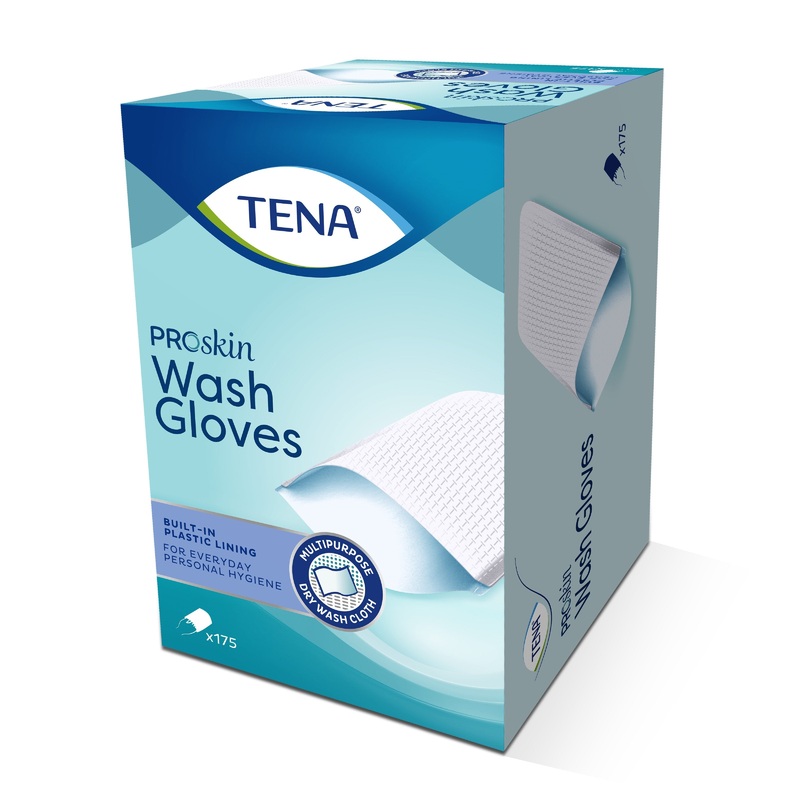 TENA PROskin Wash Gloves 175s|1 Box|1 Carton (6 boxes)