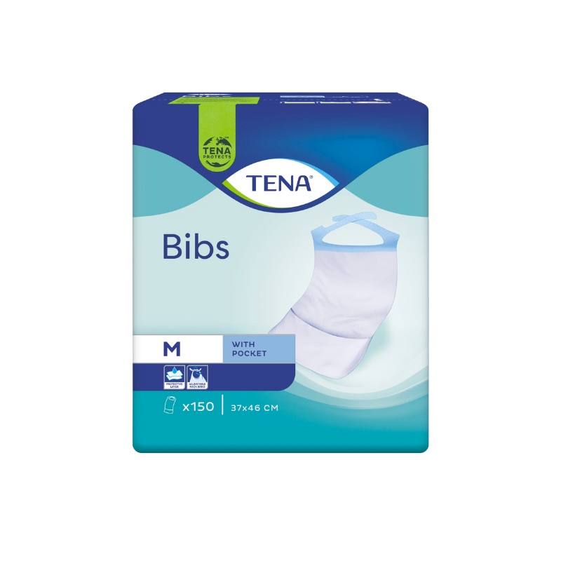 Tena Adult Disposable Bibs|Pack (150 pcs)|Carton (6 Packs)