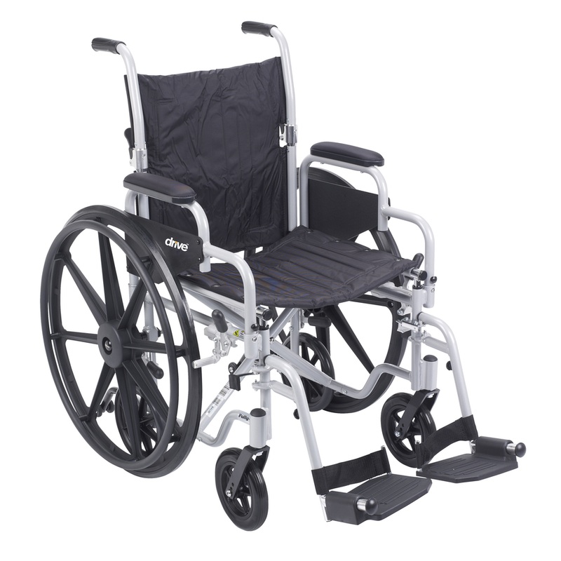 Drive Medical Poly Fly Light Weight Transport Chair Wheelchair with Swing away Footrests