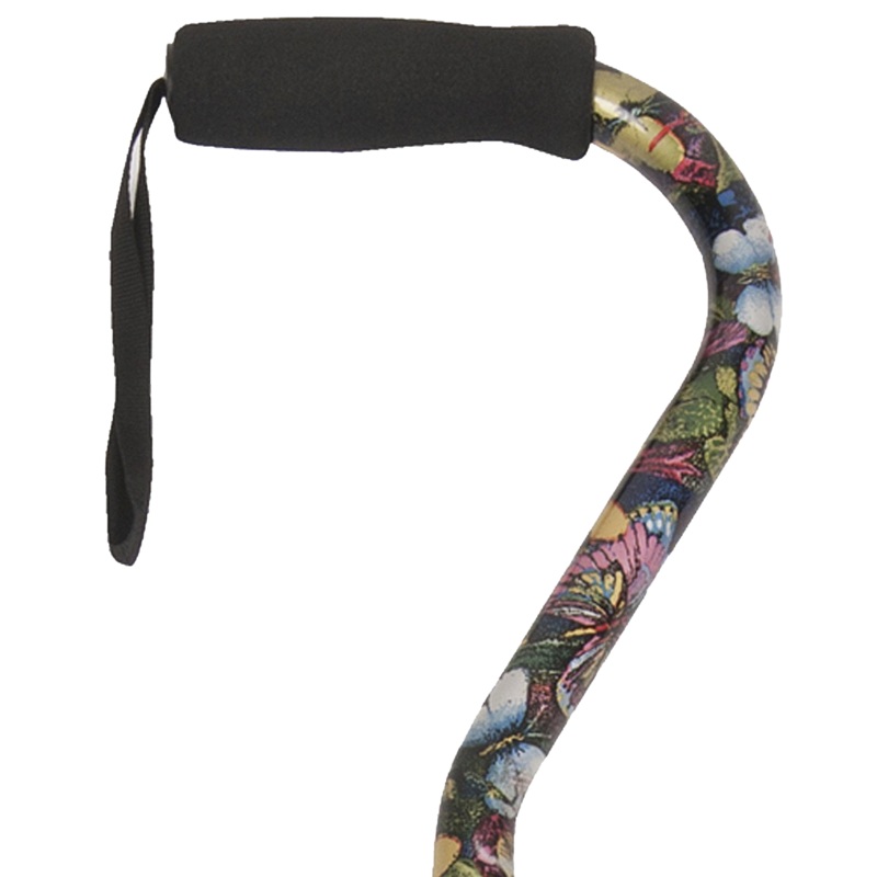 PCP Offset Adjustable Aluminum Cane, Butterfly