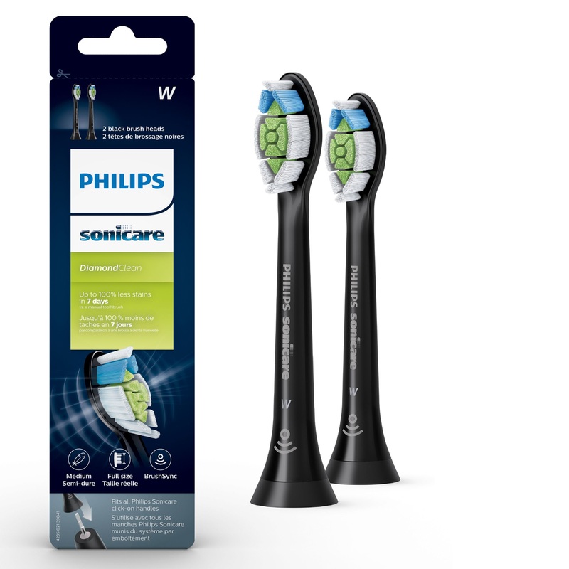 Sonicare DiamondClean Replacement Brush Heads, Black, 2 Pack, HX6062/90