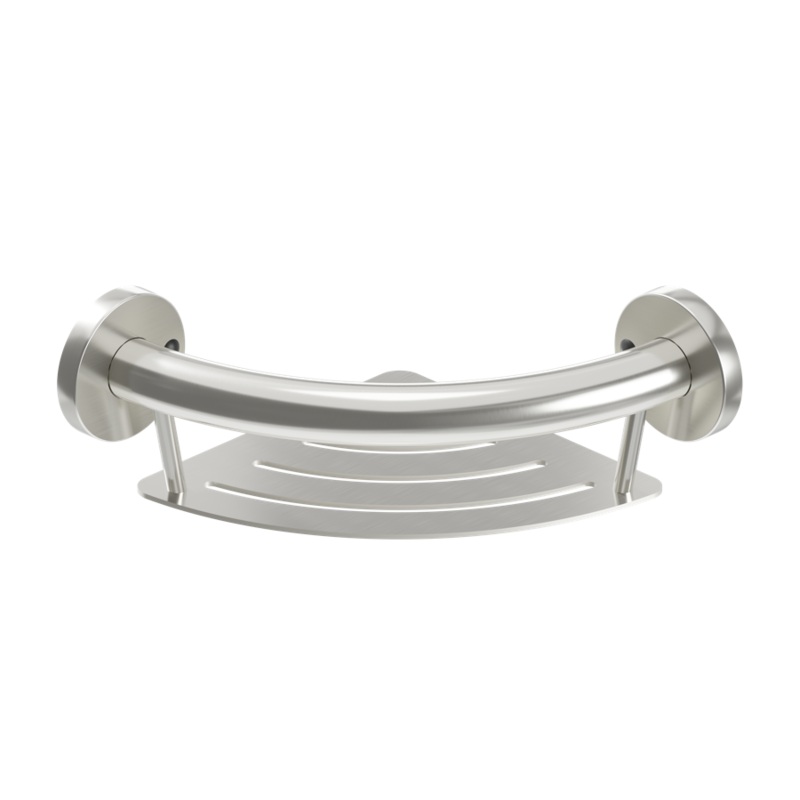 HealthCraft Products Plus Series Grab Bar – Corner Shelf – Brushed Stainless Steel