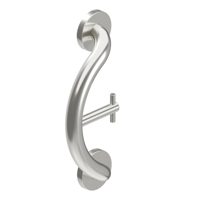 HealthCraft Products Plus Series Grab Bar – Towel and Robe Hook – Brushed Stainless Steel