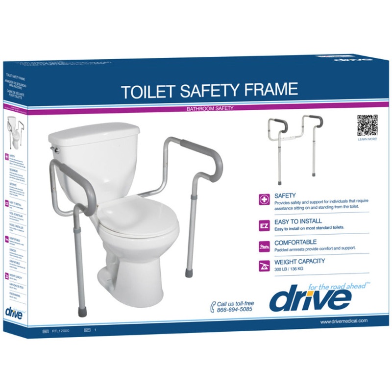 Drive Medical Toilet Safety Frame with Padded Armrests