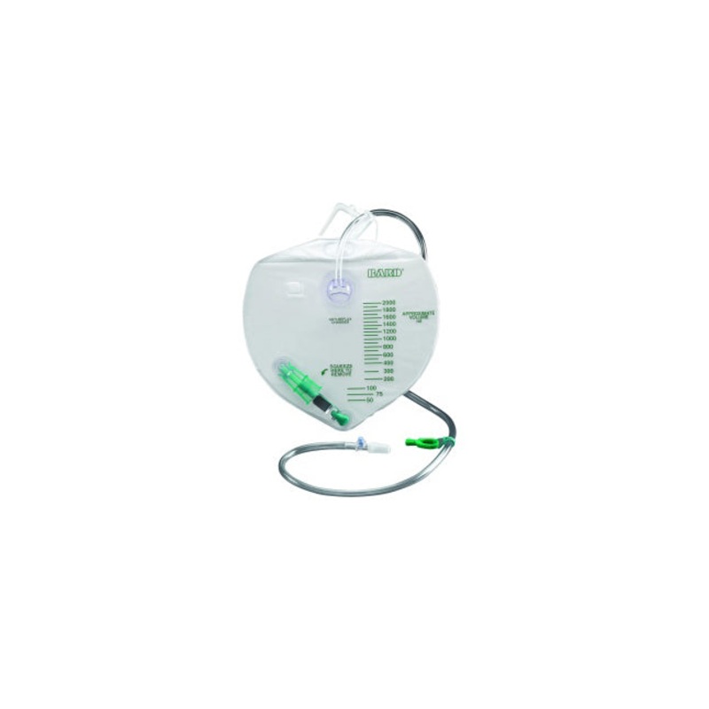 Bard Drain bag 2500ml w/350ml urine meter anti-reflux device & EZ-LOK sampling port sterile LTX-free, 1 unit, Item No. BRD 15320