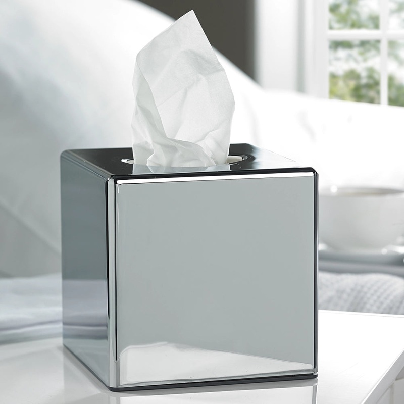 Chrome Cube Tissue Box Cover