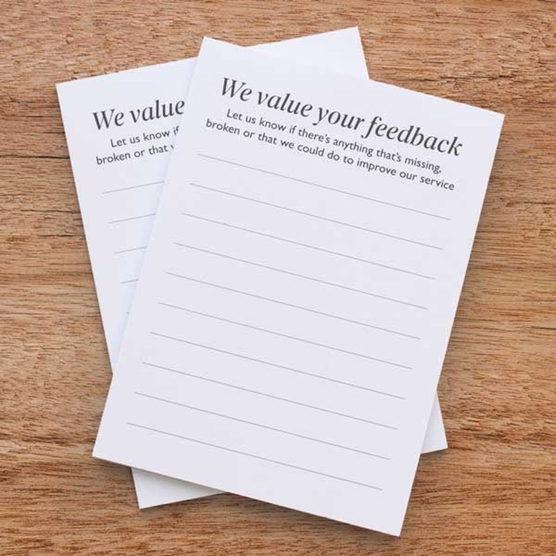 A6 Guest Feedback Notepad – Pack Of 5