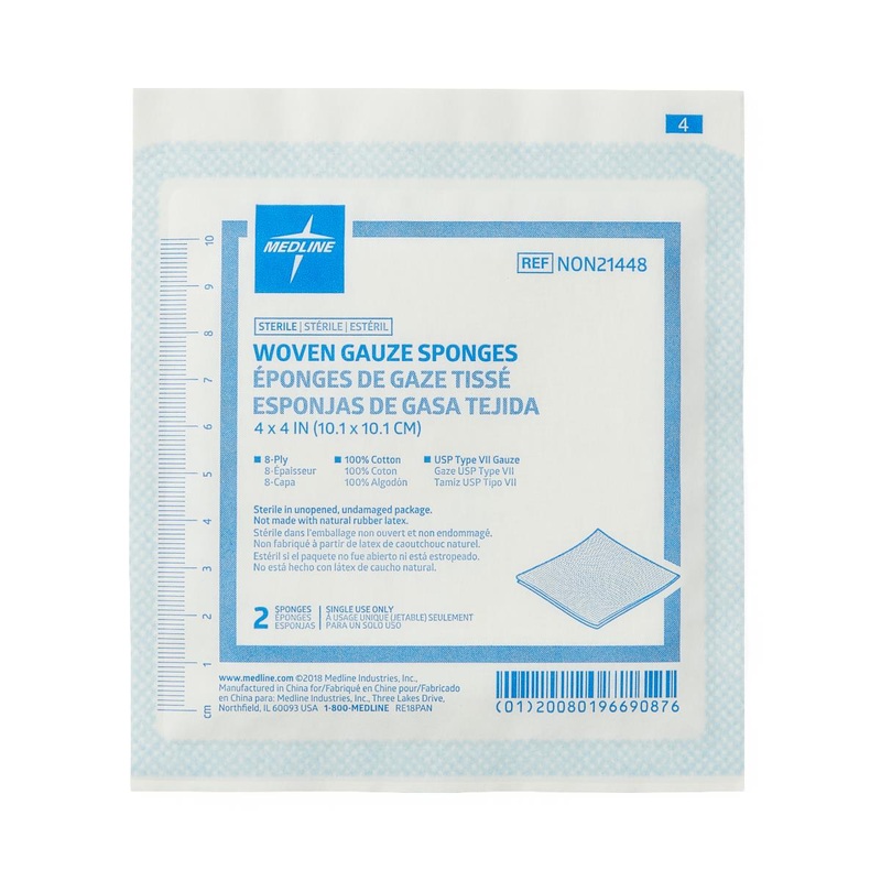 Cotton Woven Gauze Sponges, 4x4in, 8ply