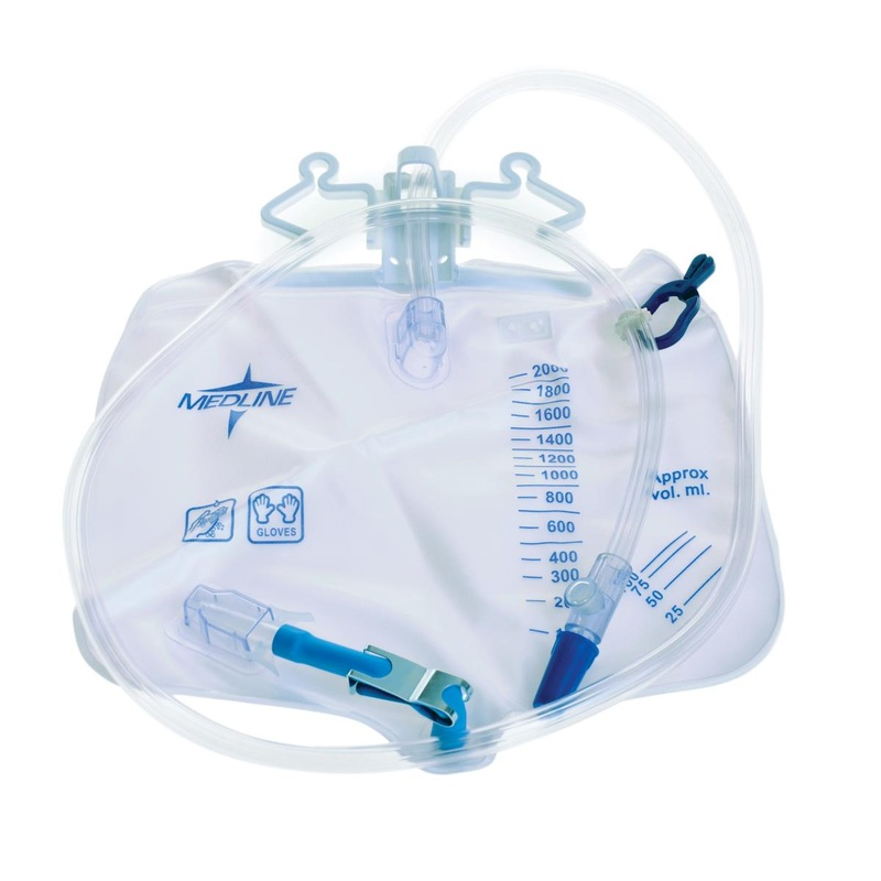 Drain Bags w/ Anti-Reflux Tower and Clamp, 2000ml