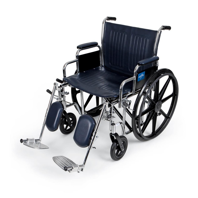 Excel Heavy Duty Wheelchair w/Removable Arms and Detachable Elevating Legrests (20  Navy)