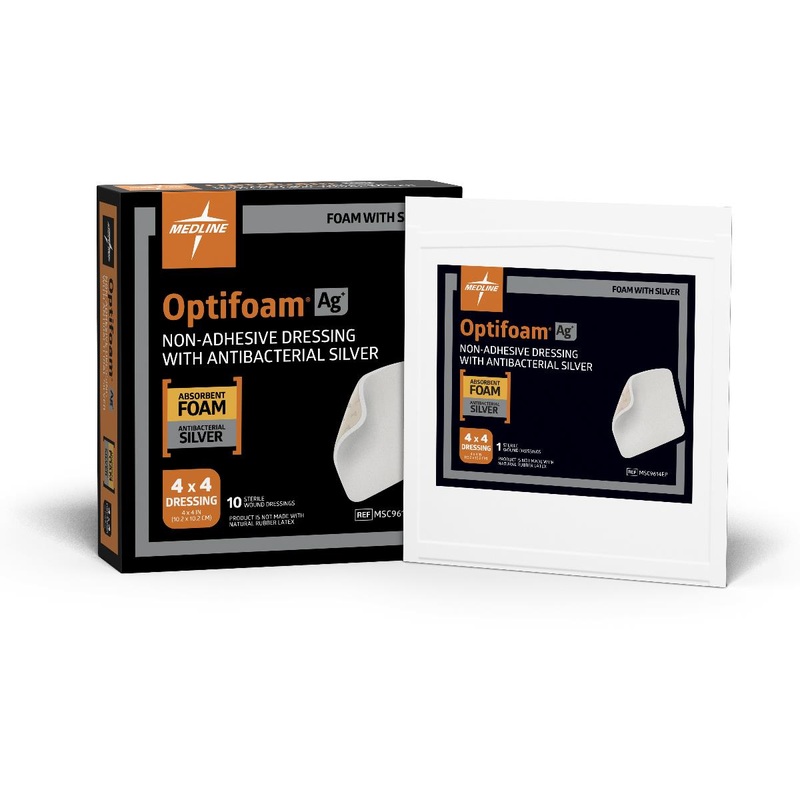 Optifoam Ag Non-Adhesive Dressing, 4×4 (box of 10)