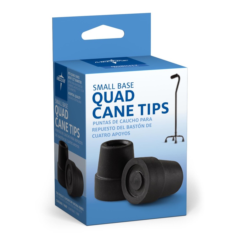 Quad Cane Tips 1/2|1/2″  Black – 1 Pair|1/2″  Black – Case of 6 pair