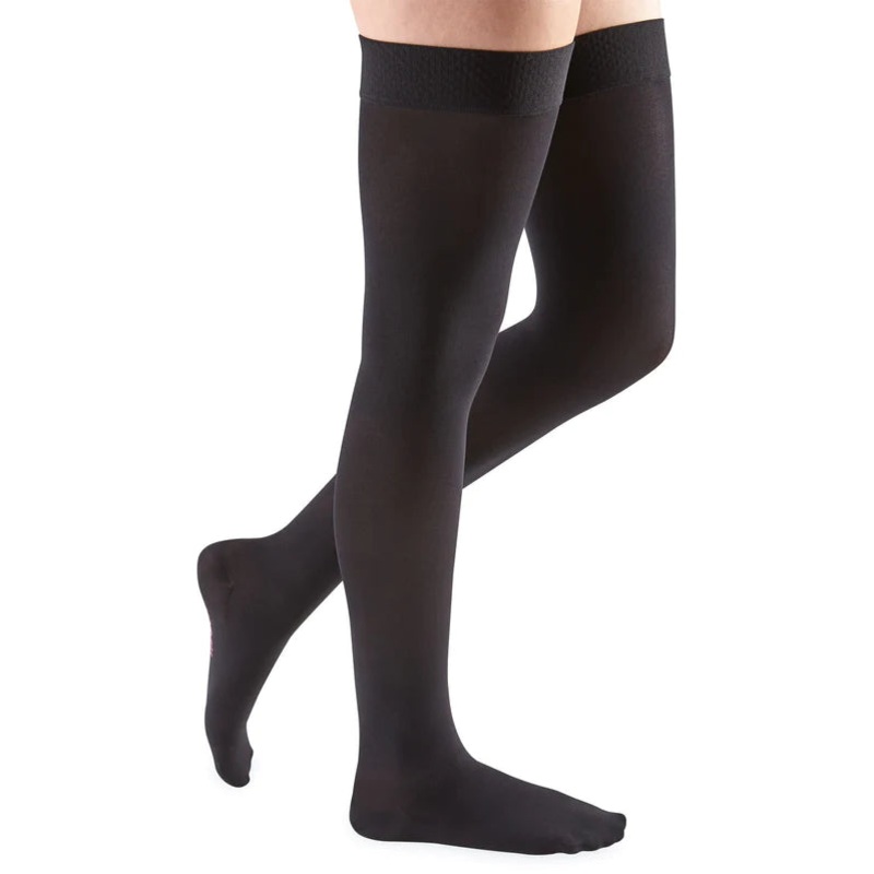 Medi Comfort 30-40mmHg Closed Toe Thigh Length w/Silicone Top Band – Petite