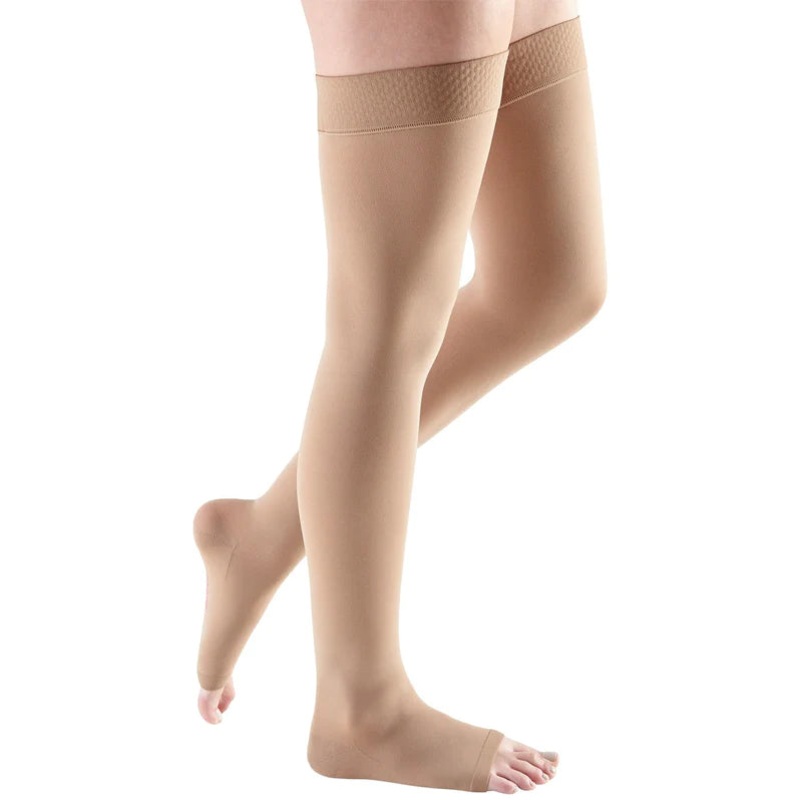 Medi Comfort 30-40mmHg Open Toe Thigh Length w/Silicone Top Band – Petite