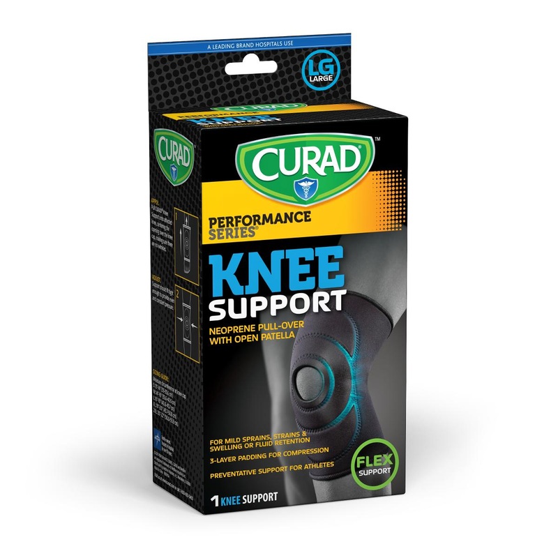 CURAD IRONMAN Neoprene Pull-Over Knee Supports with Open Patella size L/XL