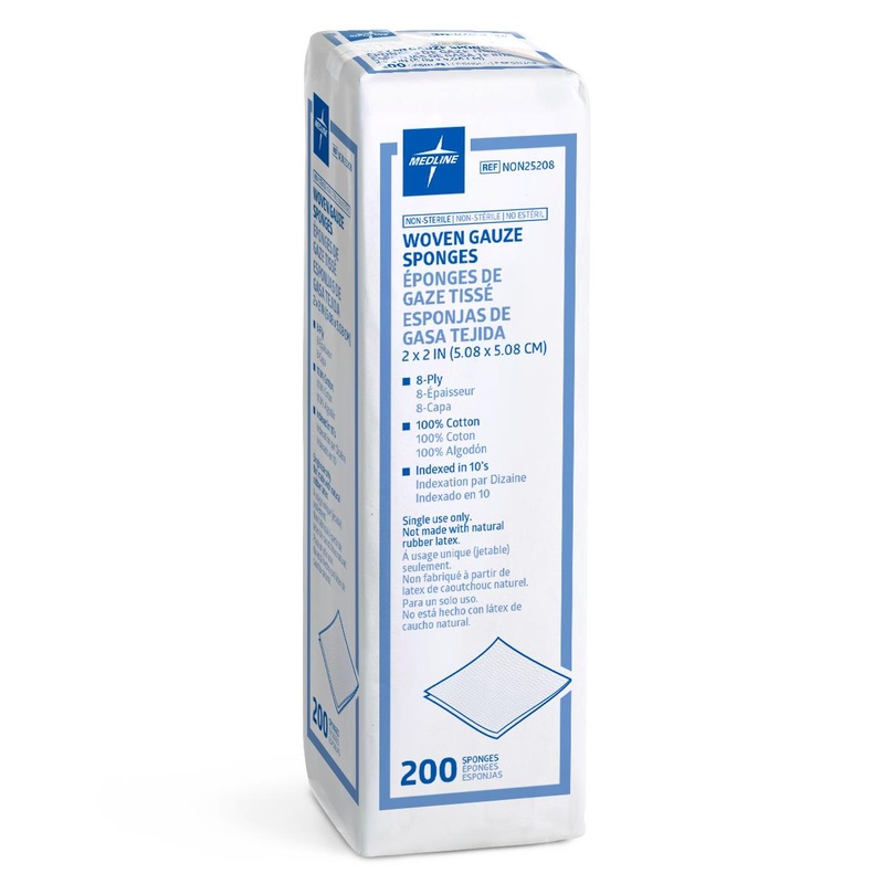 Non-Sterile Gauze Sponges, 2×2, 8-ply (Pack of 200)