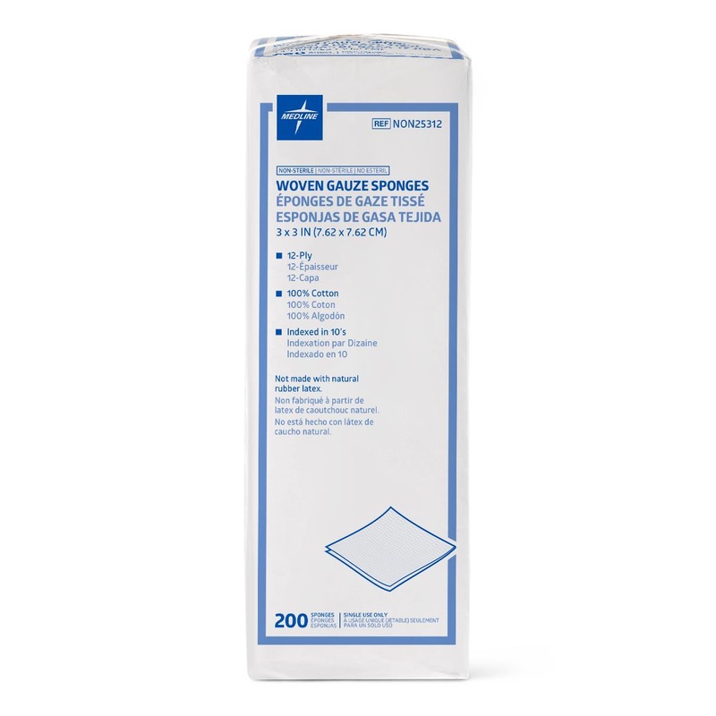 Non-Sterile Gauze Sponges, 3×3, 12-ply (Pack of 200)