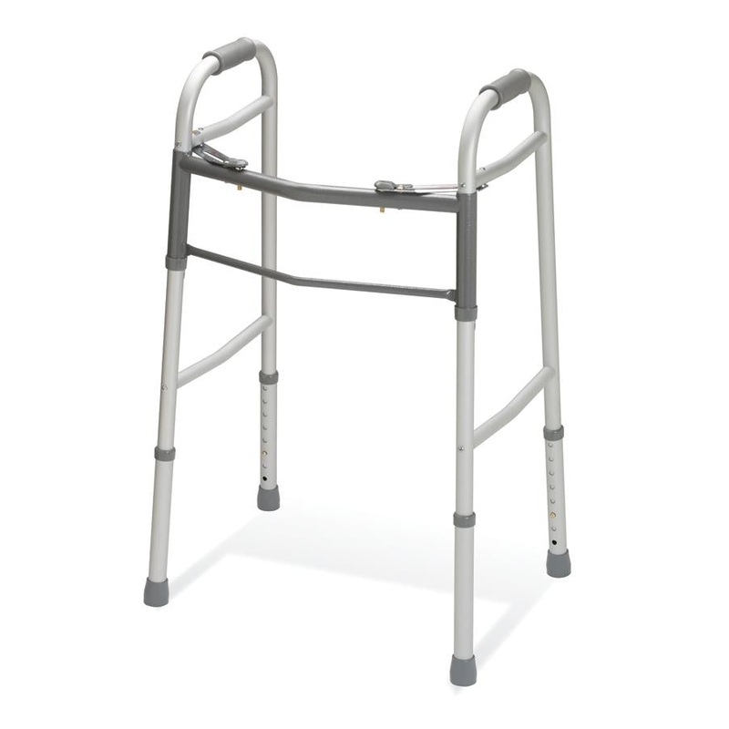Two-Button Folding Walkers without Wheels