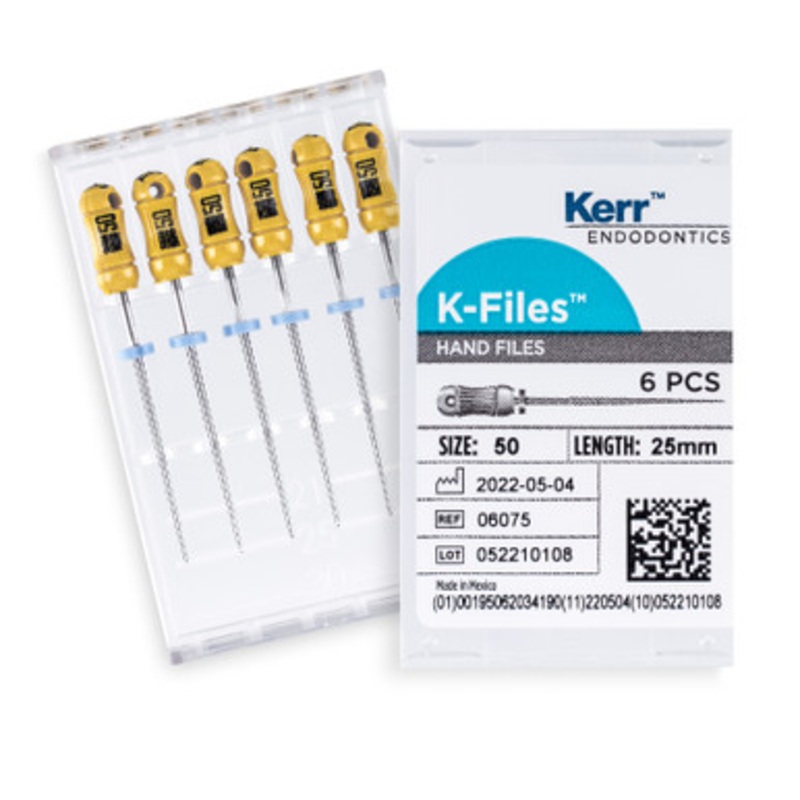 Kerr K-Files 25mm Size 50 Yellow 6/Pack