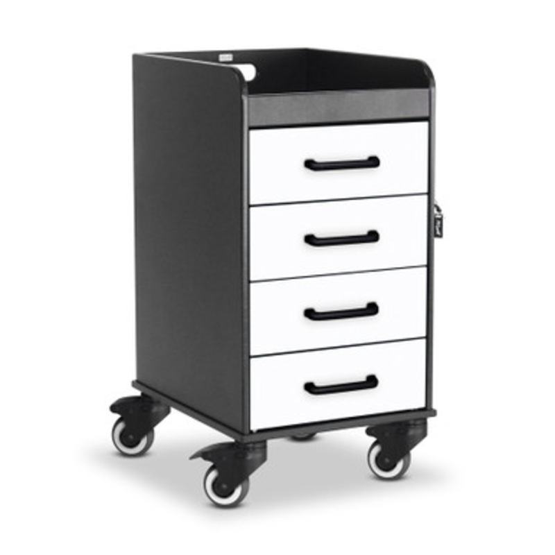 Compact Four-Drawer Locking Cart Black Edition