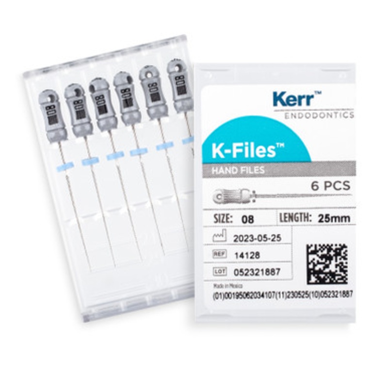 Kerr K-Files 25mm Size 08 Gray 6/Pack