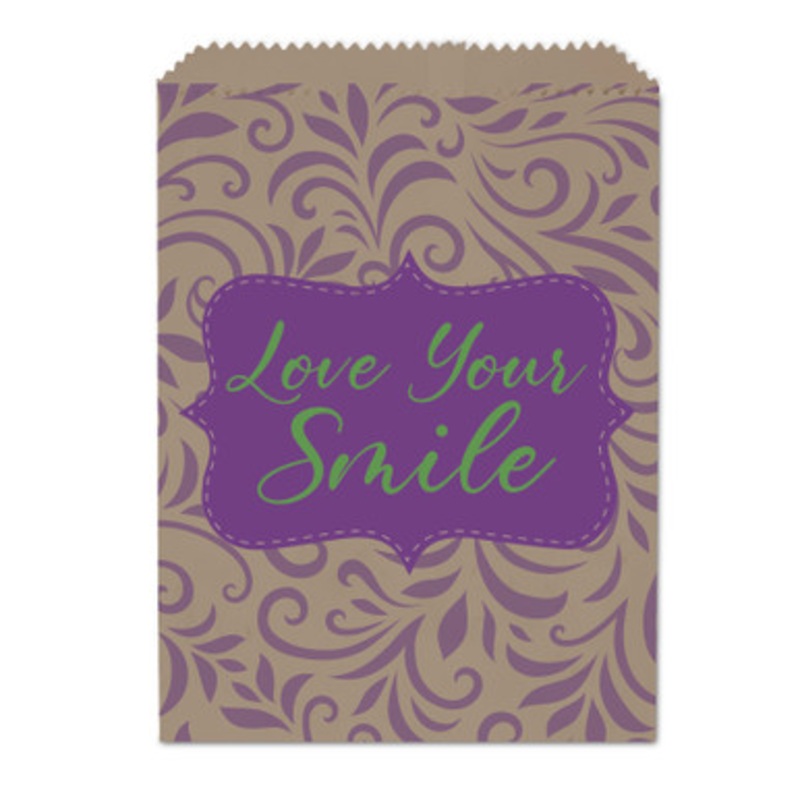 7.5 X 10 Love Your Smile Paper Bags 100/Pack