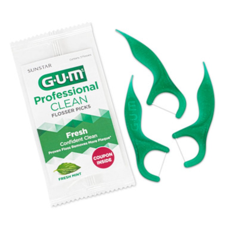 GUM Professional Clean Fresh Mint Flosser Picks 3/Pack 48/Box