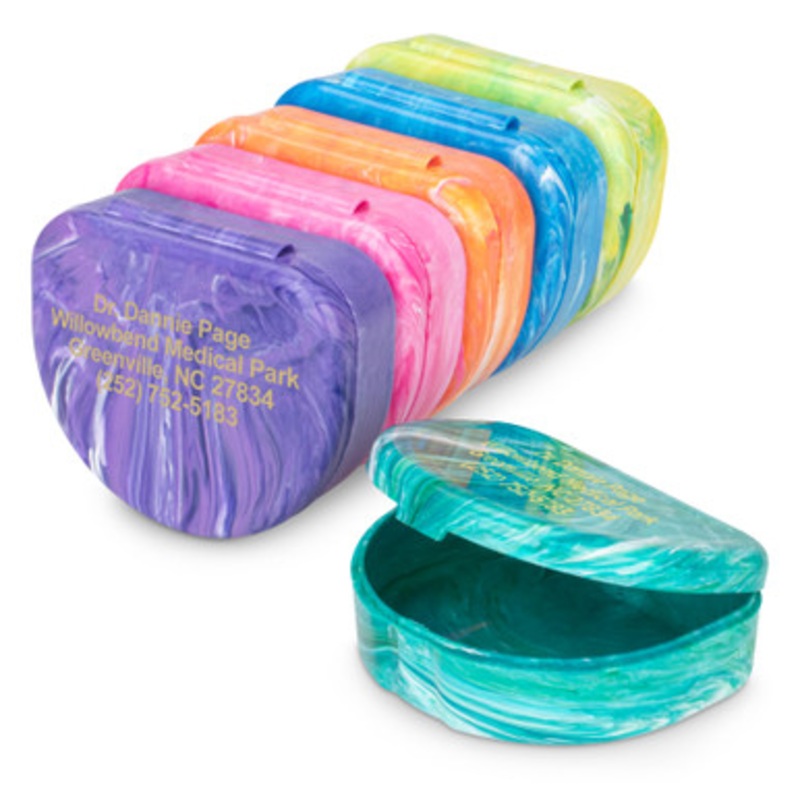 Personalized Brights Marbled-Color Retainer Cases 24/Pack