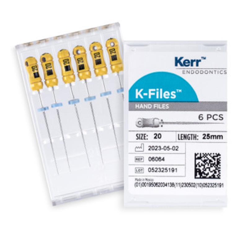 Kerr K-Files 25mm Size 20 Yellow 6/Pack