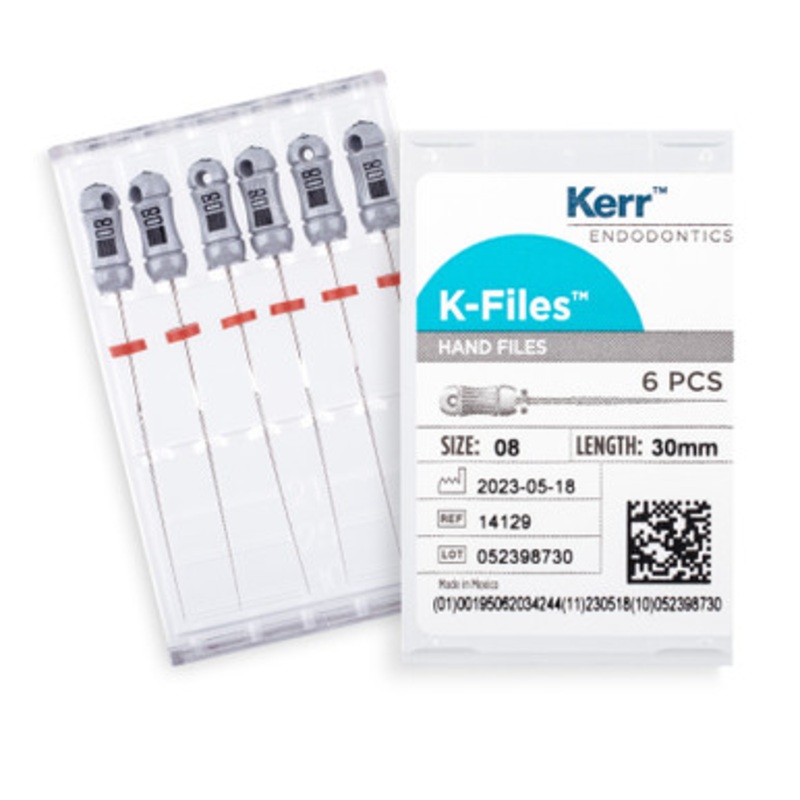 Kerr K-Files 30mm Size 08 Gray 6/Pack