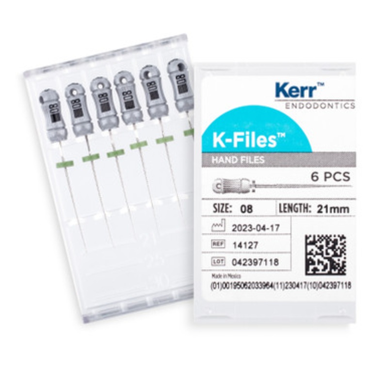 Kerr K-Files 21mm Size 08 Gray 6/Pack