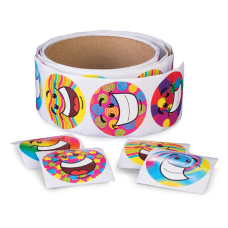 Funky Smile Face Roll Stickers 500/Pack
