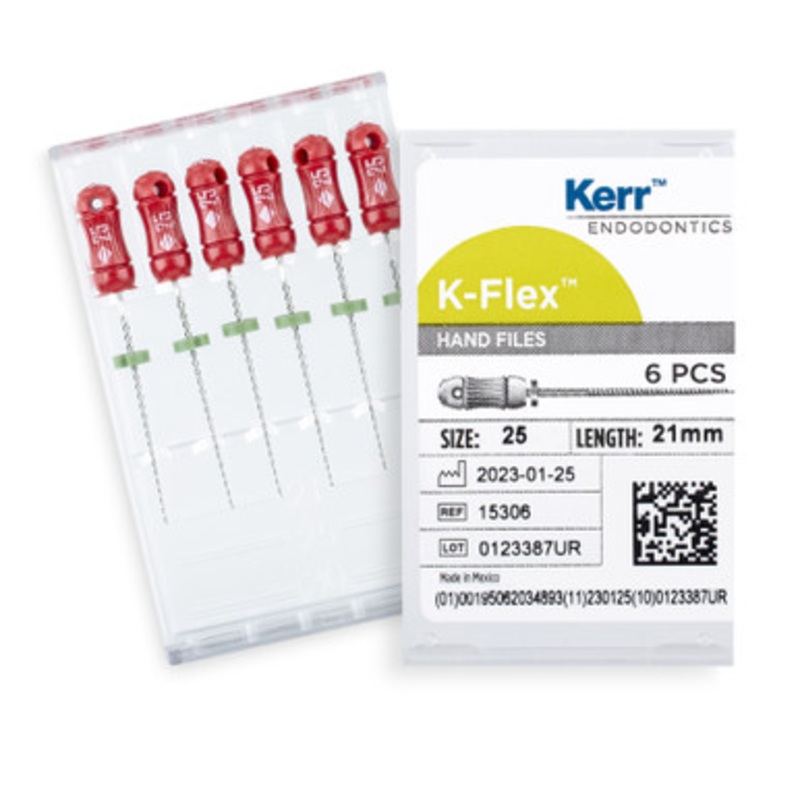 Kerr K-Flex Files 21mm Size 25 Red 6/Pack