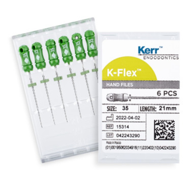 Kerr K-Flex Files 21mm Size 35 Green 6/Pack