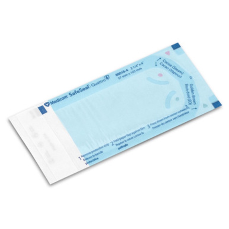 SafeSeal Quattro Sterilization Pouches 2 X 4 200/Box