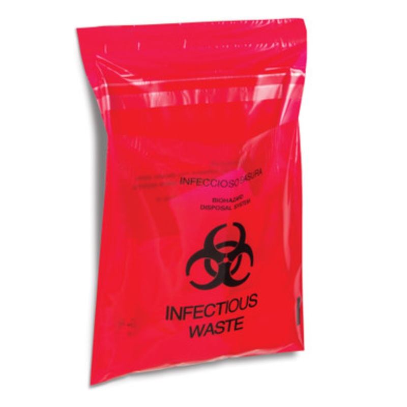 6 X 6 Red Stick-On Waste Bags 200/Box