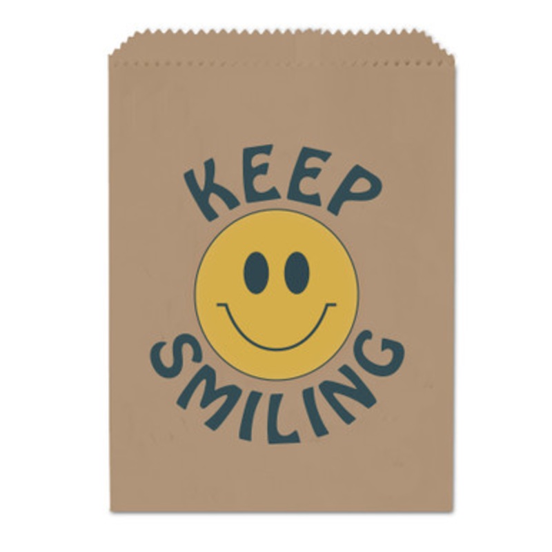 7.5 X 10 Keep Smiling Paper Bags 100/Pack